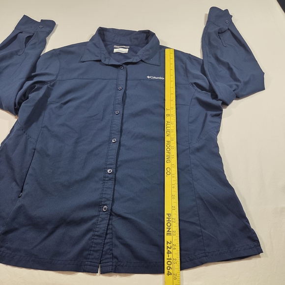 Columbia Shirt Navy Mesh-Lined Omni-Shade Shirt Jacket Button Down Woman's XL - Picture 6 of 11